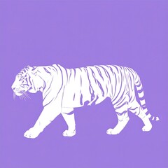 White tiger silhouette on purple