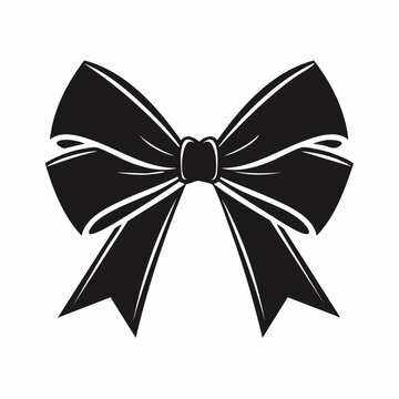 Bow icon simple present sign ribbon silhouette vector isolated on white background.