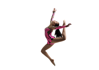 Gymnast in Mid-Air Leap on Transparent Background