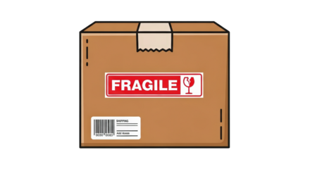 Fragile Package Shipping and Delivery fragile package box shipping delivery cardboard parcel warning label glass broken