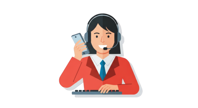 Friendly Customer Service Representative on Phone customer service support help desk phone call center operator communication