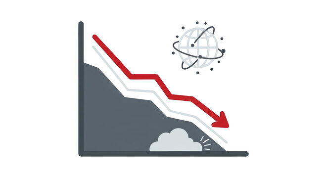 Global Economic Downturn Illustrated with Graph Economy decline graph chart arrow down loss decrease financial crisis