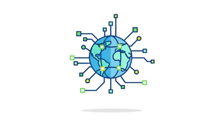 Global Technology Network Connection Icon global network technology internet connection communication data digital world earth planet