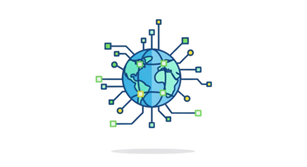 Global Technology Network Connection Icon global network technology internet connection communication data digital world earth planet