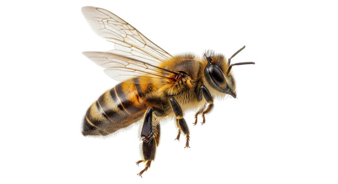 Isolated Flying Honey Bee