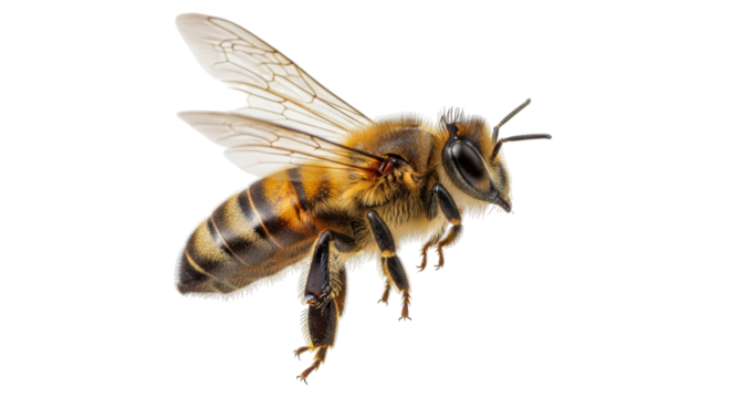 Isolated Flying Honey Bee