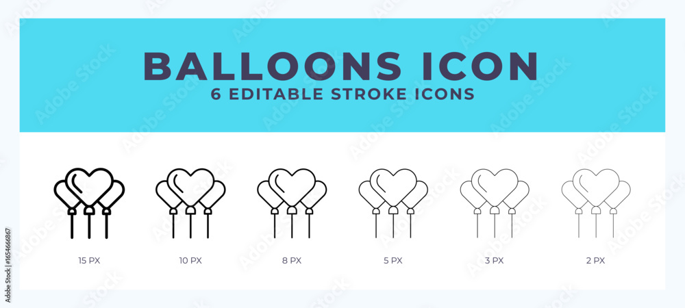 Poster balloons icon in thin line. bold line. regular line. editable stroke.
