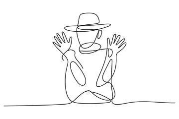 One Line Art Spooky Character Illustration, Minimalist Creepy Halloween Continuous Line Vector