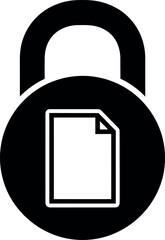 Obraz premium Vector art of black and white icon of a padlock with a document inside, symbolizing data security and file protection isolated on white background transparent background