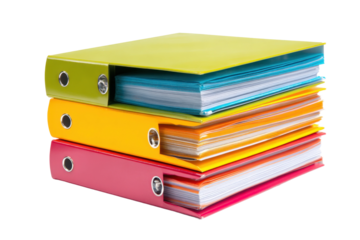 Professional office workspace colorful document storage binders