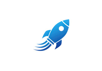 Fototapeta premium Blue rocket launch isolated on transparent background