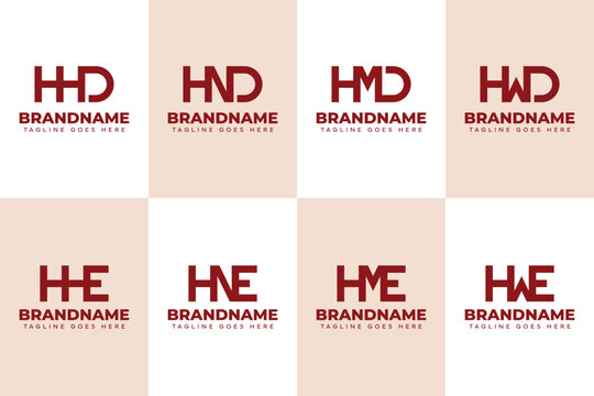 Letters HHD HND HMD HWD HHE HNE HME HWE Monogram Logo Set