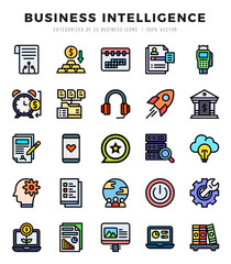 Business Intelligence web icons in Lineal Color style.