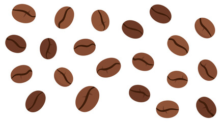 Close-up of roasted coffee beans scattered on a white background highlighting rich textures and deep brown tones conveying freshness and quality
