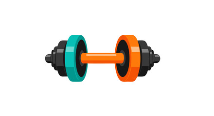 Fototapeta premium Stylized illustration of a compact dumbbell with alternating colorful weights symbolizing fitness and strength training equipment for home gyms and