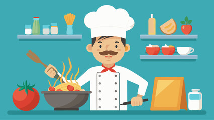 A chef is holding a plate of food and a wine glass. The chef is smiling and he is enjoying his meal