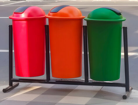 Colorful trash bins for waste sorting - Tempat sampah warna-warni untuk pemilahan sampah