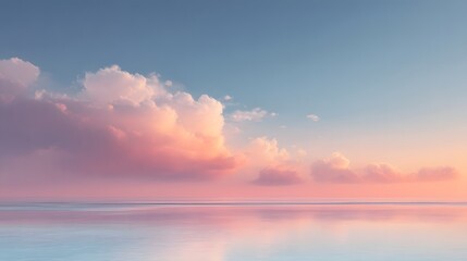 Fototapeta premium A pastel tropical horizon with calm water and subtle glowing sky