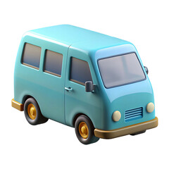Cartoon Minivan: 3D Render of a Retro-Style Van