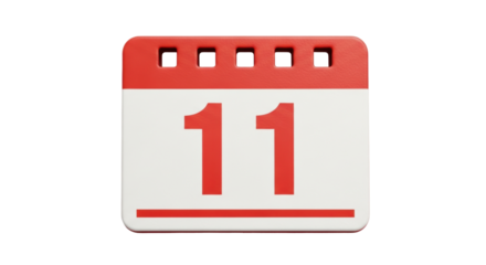 Isolated Calendar with Number 11