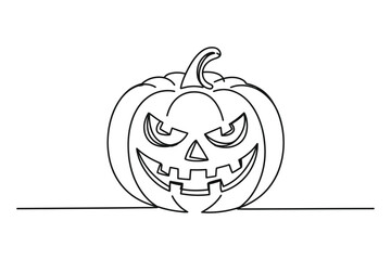 Continuous Line Drawing of a Halloween Jack-o'-Lantern with a Smile