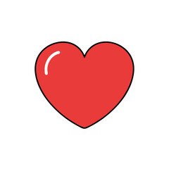 Bright red cartoon heart symbolizing love and affection in a simple illustrative style perfect for expressing emotional connection and warmth in