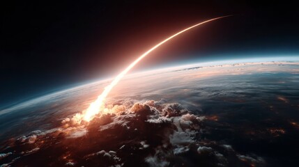 Rocket launch over earth