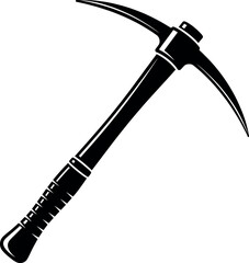 Vector art of black pickaxe tool isolated on white background for mining and construction transparent background
