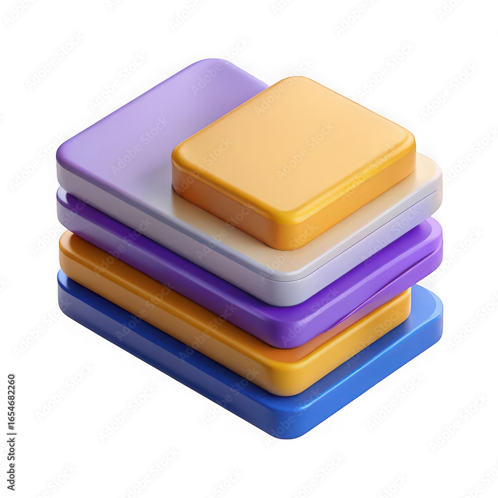 Poster stack of colorful rounded square blocks on black background