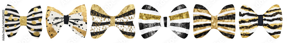 Poster png patterned bow ties in sequence, element set on transparent background