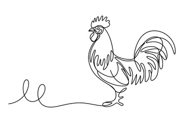 Minimalist Continuous Line Art of a Rooster