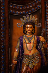 Subho mahalaya, An idol of god karthikey decorated in Pandal. Durga Puja is biggest religious...