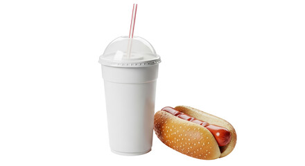 Isolated Hot Dog and Milkshake