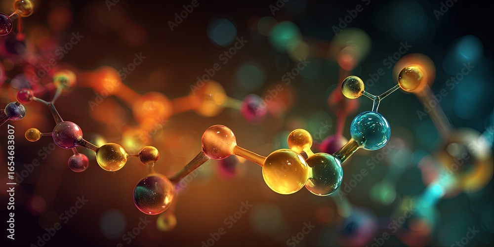 Poster abstract representation of atomic structure and molecular interactions in a visually stunning cosmic