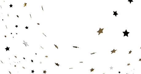 Gold and Black Star Confetti on White