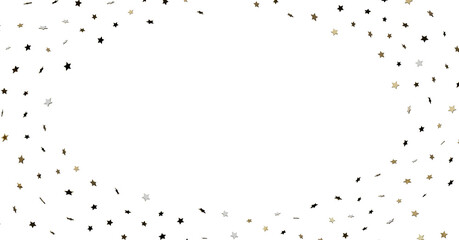 Gold Black White Star Confetti Border