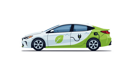 Fototapeta premium Eco-friendly electric vehicle with sustainable energy icons and green design elements highlighting green energy mobility solutions for urban