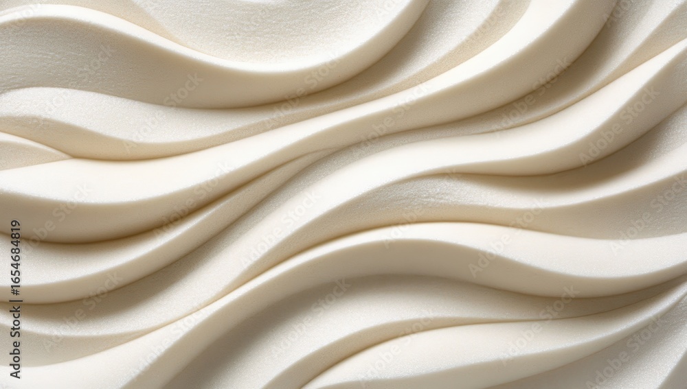 Aufkleber smooth, flowing white cream or substance with soft curves and glossy texture, creating an abstract a