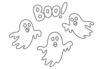 Minimalist Continuous Line Art of Two Ghosts Saying 