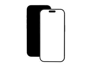 High-quality image of a smartphone mockup with a black and white screen, perfect for app presentations or website designs.