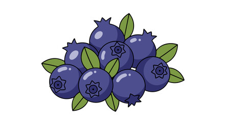 Vivid cluster of ripe blueberries accompanied by fresh green leaves emphasizing natural ripeness and vibrant coloration for healthy dietary options