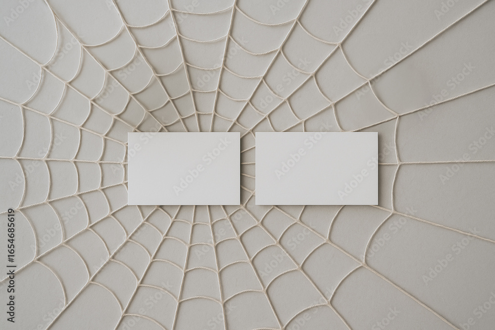 Aufkleber web of creativity: two blank canvases nestle within an intricate web-like pattern, ready to inspire 