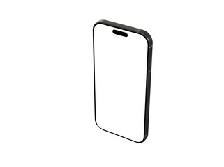 High-quality image of a black smartphone with a blank screen, perfect for app presentations or website mockups.  Download now!