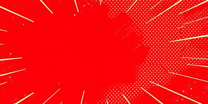 Retro red comic book background with lightning bolt, halftone dots, and pop art style , boom, comic book