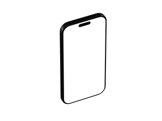 Isometric view of a black smartphone with blank screen. Perfect for app presentations or mobile device showcases.