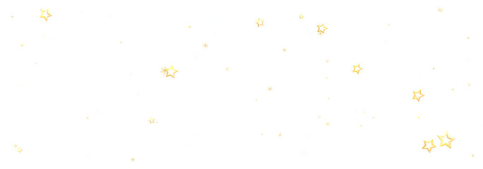 Elegant, magical image of gold stars scattered on a white background. Perfect for celebrations.