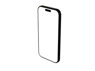 High-quality image of a black smartphone with a blank screen, perfect for app presentations or website mockups. Isolated on white background.