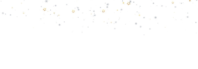 Beautiful winter background with silver and gold stars and snowflakes. Perfect for holidays.