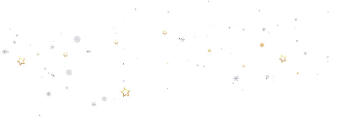 Festive winter background with gold stars and silver snowflakes. Perfect for holiday designs.