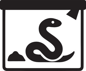 Snake in terrarium silhouette vector icon. Perfect for reptile, pet care, wildlife, zoo, and nature-themed designs.